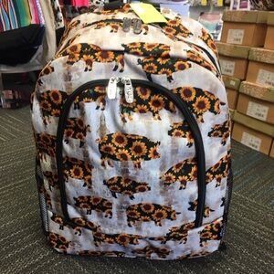 Large Sunflower Pig Print Backpack